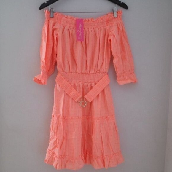 NWT Lilly Pulitzer Louisa Off The Shoulder Orange Mini Dress Size Small - Picture 5 of 12